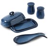 Hasense Ceramic Butter Dish and Spoon Rest, Salt and Pepper