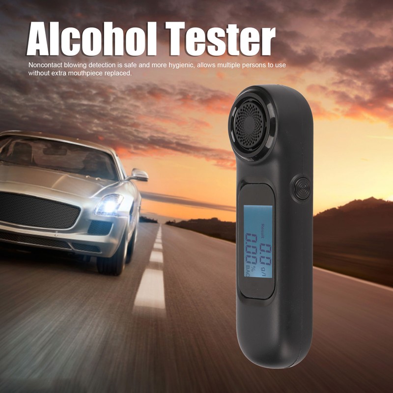 Black Portable Breathalyzer Noncontact High Accuracy Alcohol Tester USB Rechargeable
