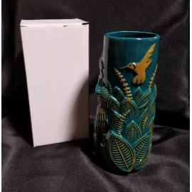 Zaya Rum Green Glazed Ceramic Tiki Mug Cup Glass With Hummingbird NEW