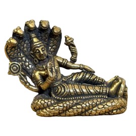 1 Inch Naga Reclining Buddha Amulet | Brass Miniature Statue | Powerful Luck Wealth Prosperity Money Charm for Pocket or Plant | Thai Magic Figurine for Business & Blessings | 1" Mini Decor