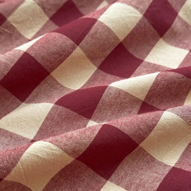 PinkMemory Red Gingham Duvet Cover Set Queen 100% Washed Cotton