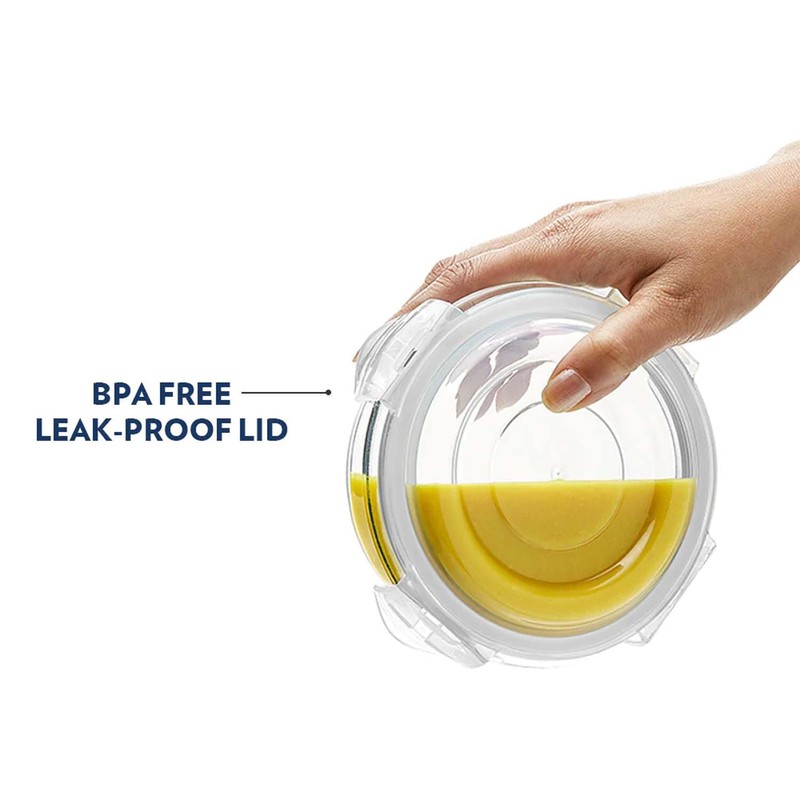 Borosil Klip & Store Round Containers with Lid, 400ml