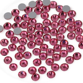Beadsland 2880pcs Flat Back Crystal Rhinestones Round Gems for Nail Art and Craft Glue Fix,Rose,SS6,1.9-2.1mm