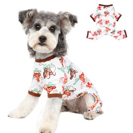 Dog Pajamas Spring Summer Dog Clothes for Small Medium Dogs Girl Boy Cute Soft Puppy Pjs Clothes Doggie Onesies Cat Pet Jammies Outfit (Brown,M)