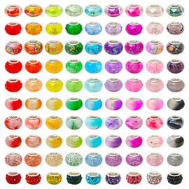 ZIFTY Large Hole Beads for Pen Bracelet Beads Jewelry Making 90 Pieces European Beads for DIY Necklaces Bracelets Pens and Crafts Assorted Beads