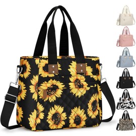 Insulated Lunch Box for Women & Men - Large Thermal Lunch Bag Women with Removable Shoulder Strap, Reusable Lunch Cooler Tote Bags Purse for Adults Work, Picnic, Hiking, Beach, Travel, M-Sunflower