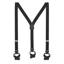 Suspender Store Solid Color Suspenders - 1-Inch Wide Elastic - Y-Back - Button - 54" for 6'1" to 6'5" tall - Black