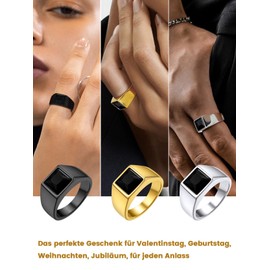 GOLDCHIC JEWELRY Black / Blue Stone Ring Men Women Signet Ring with Engraving Birthstone Stainless Steel Ring Band Ring Solitaire Ring Jewellery Size 54 mm to 72 mm, Non-precious metal, Crystal