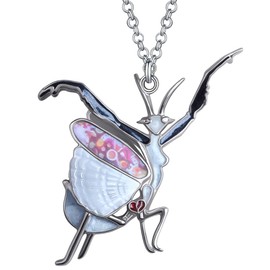 BAMAY Enamel Alloy Praying Mantis Necklace Insects Pendant Novelty Jewelry for Women Girls Charms Gifts