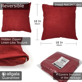 Allgala 4-Pack Decorative Throw Pillow Cover 18x18 Inch-Red-PW82206
