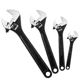 Lasnten 4 Pcs Adjustable Wrench Set, Wide Jaw Wrenches Metric Wrench Forged Steel Spanner Tool for Home, Workshop, Garage, DIY, 6 Inch,8 Inch,10 Inch,12 Inch(Basic Style)