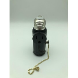 Figame 2 Pack 3-in-1 Bulb Socket Adapter, E26/E27 to 2/3 Prong Plug Socket Splitter, Black with Switch, Indoor Use Only