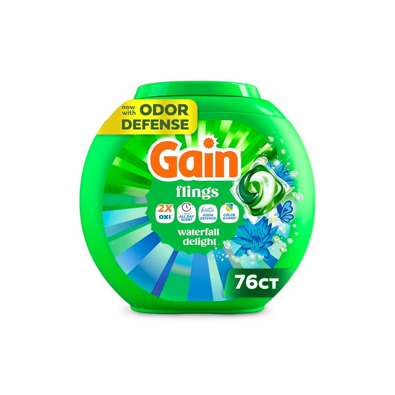 Gain Flings Liquid Washing Detergent Pods, Now with Odor Defense