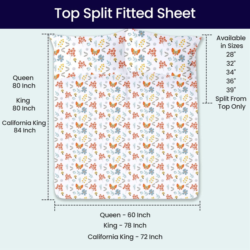 SGI bedding 32" Queen Split Top Flex Head Sheet 100%