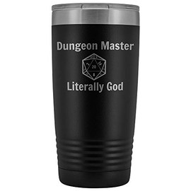 DnD DM Vaso Dungeon Master Literally God D20 20oz Novedad regalo maestro taza de café calabozos y dragones taza d&d tazas regalo, Negro, 20 oz