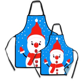 Remimi Christmas Matching Aprons Set Mommy and Me Cute Snowman Waterproof Apron 2 Pieces Baking Cooking Aprons For Parent Child