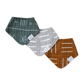 Mebie Baby Muslin Cotton Bib, Prints 3 pack, Lightweight Baby Bib Set for Burp, Spit Up, Drool, Stylish Bandana Bibs Baby Accessories, Use All Day, For Boy or Girl, Great for Gift Registry for Baby