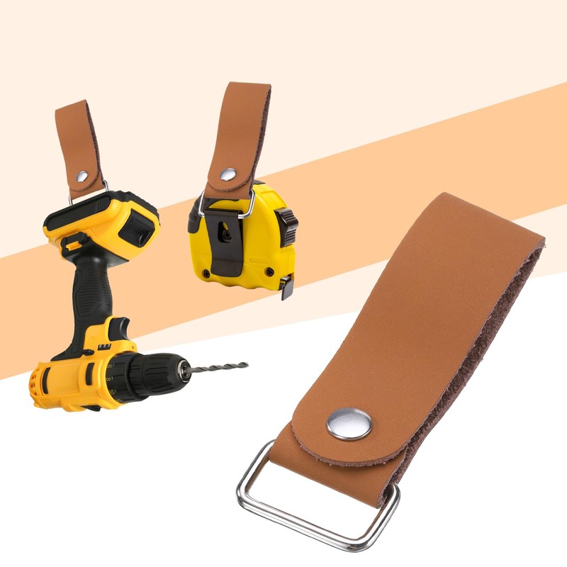 sourcing map 2pcs Tape Measure Holder 4.8" Leather Tape Measure