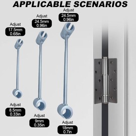 DASHENRAN Hinge Gap Adjusting Wrench, Door Hinge Repair Spanner, Adjustable Wrench Tool for Round Bolt Standard Gauge (Small: 8.5-17.5mm)