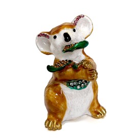 JFYSJ Koala Trinket Box Jewelry Box Hand Painted Decorative Box with Hinged Lid Ring Earring Holder Animal Figurine Collectible