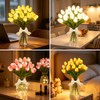 20 Tulipanes Artificiales con Luces LED, Rojo Atardecer