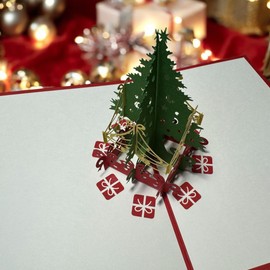 Lalasol Pop Up Christmas Card, 3D Card with Envelope, Christmas Tree, Santa Claus with Gifts, Card for the Holidays (01)