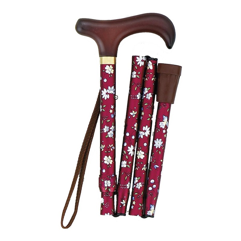 Shima Seisakusho Folding Compact Stick F Floral Red