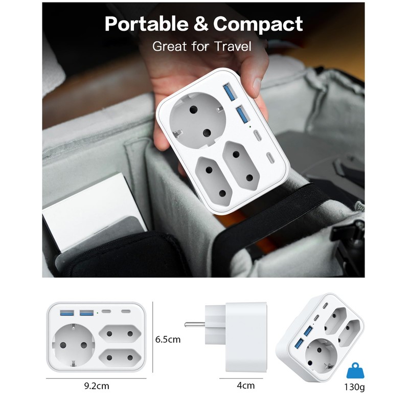 Multiple Plug for Sockets, 3 Sockets with 2 USB A