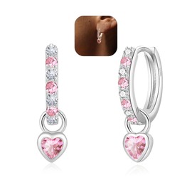 XOEMEL Earrings 925 Silver for Women Hoop Earrings Silver 925 Small with Zirconia Earrings Heart Hanging Hypoallergenic Mini Hoop Earrings Gold for Women, Sterling Silver