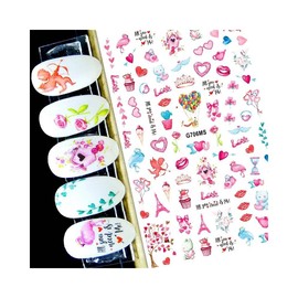 Heart Nail Sticker Bear Red Lips Valentine Day Rose Cats in Love Hand in Hand G706Ms Nail Wraps Art Stickers Manicure Supplies for Women for Home Nails Full Long Lasting Easy Apply and Remove