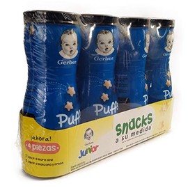 Snack Puffs Gerber - 4 piezas: 2 Mora azúl y 2 manzana fresa