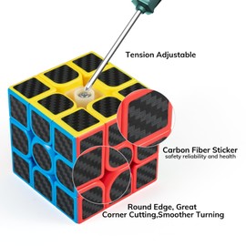 Carbon Fiber Sticker Speed Cube Set: 2x2x2 3x3x3 Pyramid Magic Cube Set, Puzzle Cube Toys Birthday Party Christmas Stocking Stuffers Gift for Kids