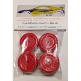 Derby Tricks Pinewood Derby Lightly Lathed & polished RED Speed Wheels & axles ALL LEGAL BSA
