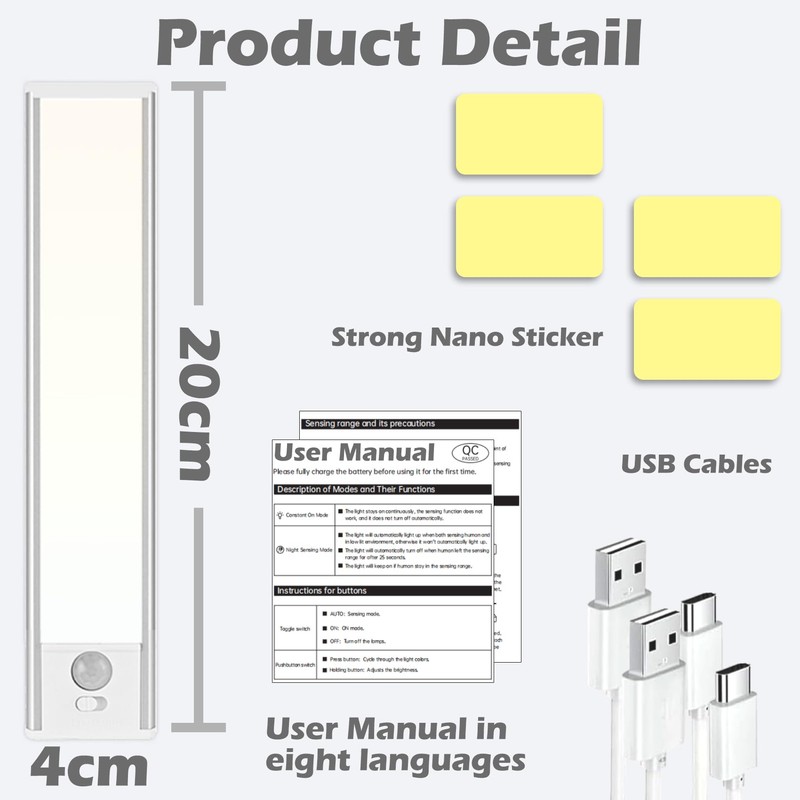 NXPUXP Pack of 2 LED Cabinet Lighting, Kitchen LED Light