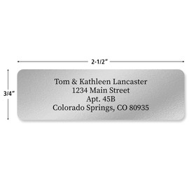 Colorful Images Silver Metallic Foil Rolled Return Address Mailing Labels with Dispenser, Customize with Name & Shipping Address, 500 Self Adhesive, Easy Peel Sticker Label Roll, 3/4" x 2 1/2"