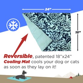 Coleman Small Navy Botanical Pattern Reversible Cooling Mat – 18” x 24”