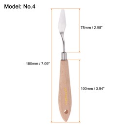 HARFINGTON 2pcs No.4 Painting Palette Knives Stainless Steel Pointy Spatula Pallet Knife with Beech Wood Handle for Oil Acrylic Paint Canvas Mixing Spreading