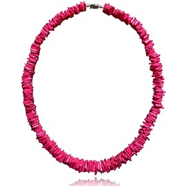 Native Treasure - 18 inch Hot Pink Chips Puka Shell Necklace