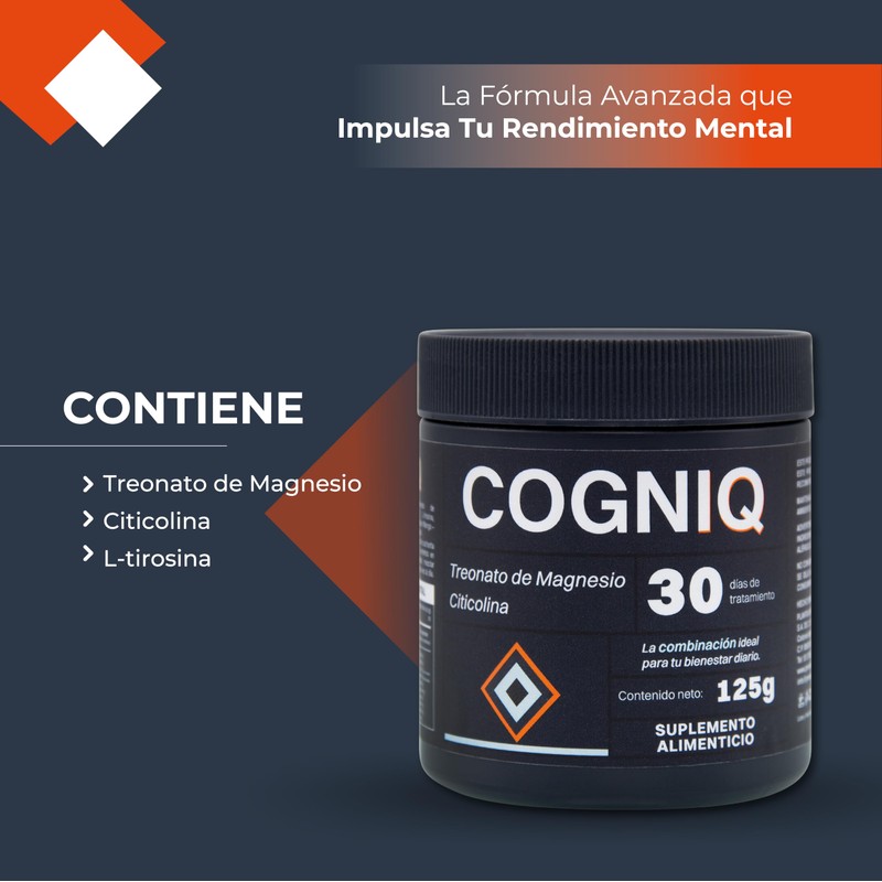 Cogniq Suplemento Alimenticio Treonato de Magnesio y Citicolina 125g 30