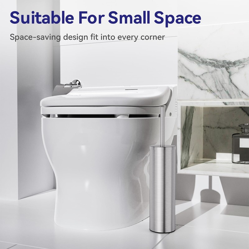 DOWRY Stainless Steel Freestanding Toilet Bowl Brush and Holder with