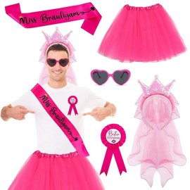 Afenau Junggesellenabschied Männer Kostüm, 5 Stück JGA Männer Kostüm mit Tütü Herren und Accessoires, Lustige Junggesellenabschied Kostüme für JunggesellenabschiedParty Und Hochzeit