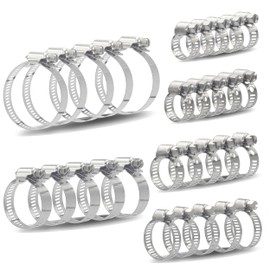 BESTYCHAO 30pcs Hose Clips Stainless Steel Hose Clamps Assorted,6 Sizes 6-51mm Pipe Clamps for Plumbing, Automotive and Mechanical (Silver)