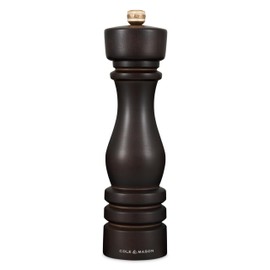 Cole & Mason London Refillable Spice Mill - Kitchen & Home Accessory - Table Black Pepper Grinder - Pepper Mill with Carbon Steel Mechanism - 8", Chocolate Wood