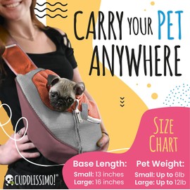 Cuddlissimo! Pet Sling Carrier - Small Dog Puppy Cat Carrying Bag Purse Pouch - For Pooch Doggy Doggie Yorkie Chihuahua Baby Papoose Bjorn - Hiking Travel Front Backpack Chest Body Holder Pack (Red-L)