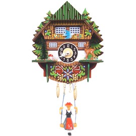 Alexander Taron 0144SQ Engstler Battery-Operated Clock-Mini Size with Music/Chimes-6.5" H x 5.5" W x 3.5" D, Brown