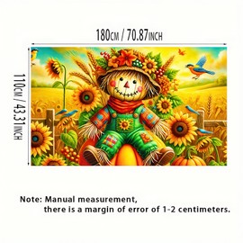 HOMETITUTE Fall Thanksgiving Banner Autumn Scarecrow Sunflower Party Backdrop Banner 71x43 Inchs Fall Thanksgiving Farmhouse Photography Backdrop Decorations Autumn Theme Party Supplies