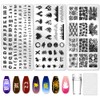 beinkmake 3Pcs Flame Nail Stamping Plate Letter Number Leaves Nail