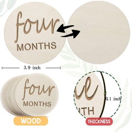 12 Packs Wooden Baby Monthly Milestone Cards, Baby Monthly Milestones for Newborn Baby Gifts,1-12 Months Wooden Discs with Baby Announcement Sign, Pregnancy Baby Shower Gifts for Christmas New Year
