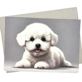 Whitman and Daughter Bichon Frise Card, Bichon Birthday Card (1 Premium Card, 5X7 Inches) dog card blank for all occasions like thinking of you or get well wishes - 707