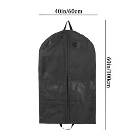 WEZCHUGHAOL Waterproof Garment Bags, 40 inch Hanging Garment Bags with 3 Zipper Pockets, Foldable Dance Costumes Clothes, Suits Dress Hanging Cover with ID Slot,Travel Storage Bag (Black)